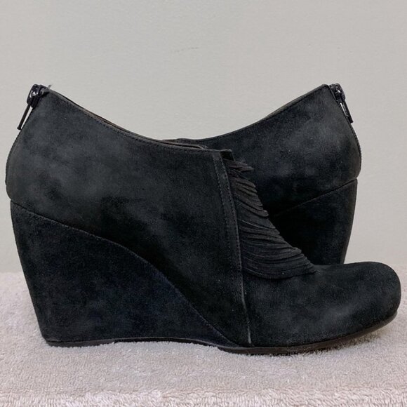 COCLICO Brown Suede Wedge Ankle Booties With Fringe Detail 37 - Picture 6 of 12